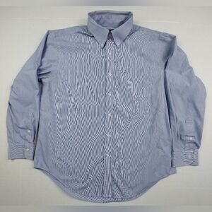 Lauren Ralph Lauren Shirt Mens Size 17 34/35 Blue Striped Classic Fit Non Iron